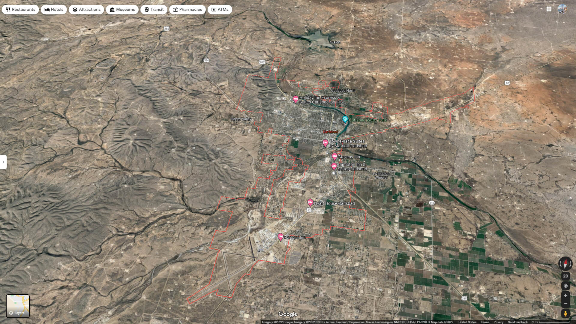 Carlsbad Aerial Map New Mexico